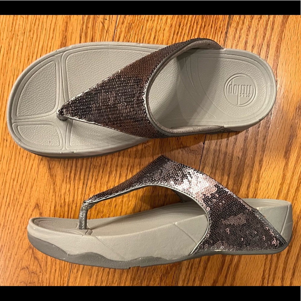 FitFlop Sequin Sandal, Pewter